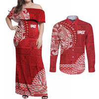 Samoa FAST Couples Matching Off Shoulder Maxi Dress and Long Sleeve Button Shirt Samoan Motif Patterns - Polynesian Pride