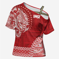 Samoa FAST Cross Shoulder Shirt Samoan Motif Patterns - Polynesian Pride