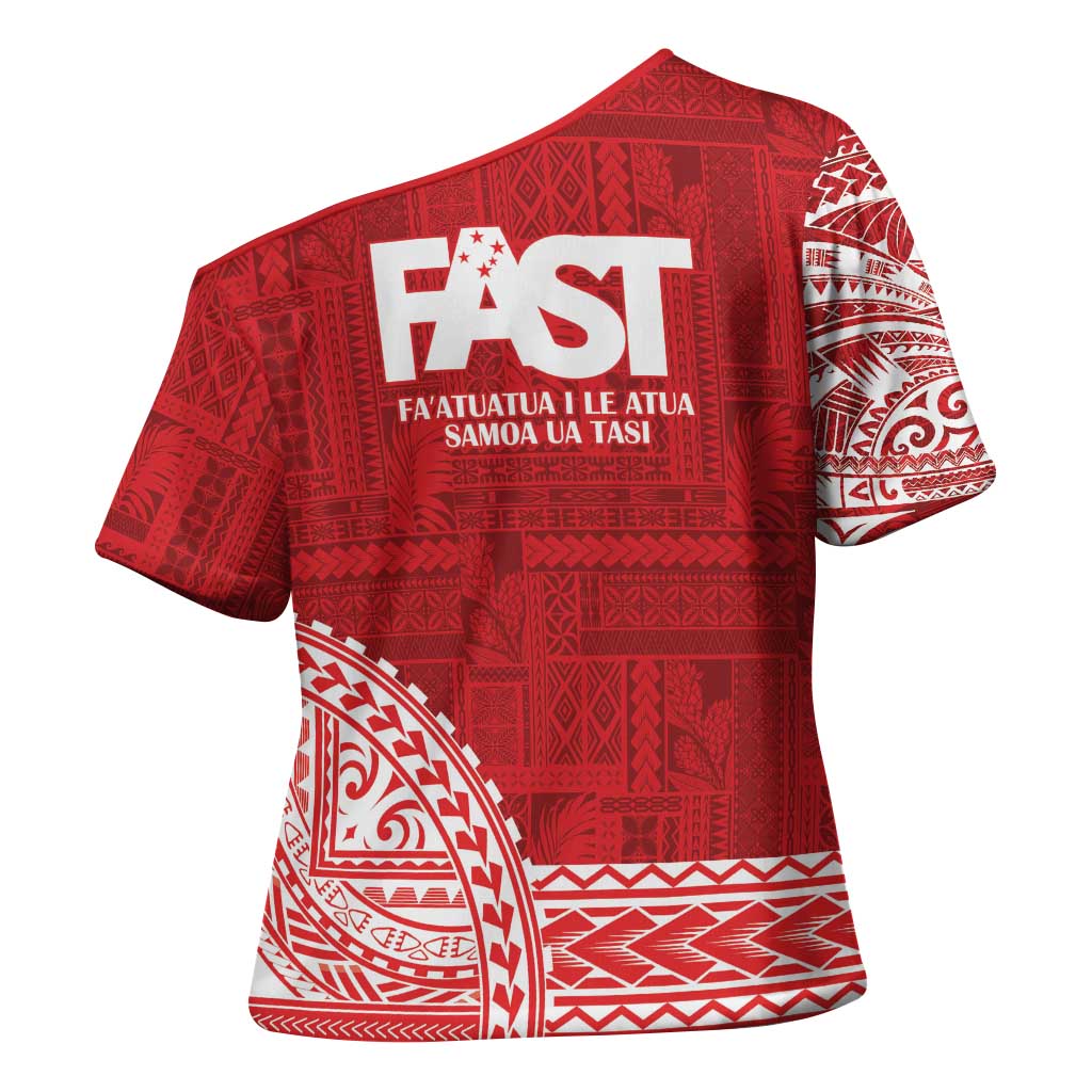 Samoa FAST Cross Shoulder Shirt Samoan Motif Patterns - Polynesian Pride