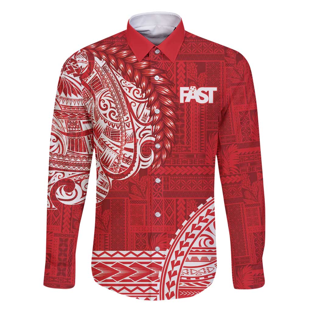 Samoa FAST Family Matching Long Sleeve Bodycon Dress and Hawaiian Shirt Samoan Motif Patterns - Polynesian Pride