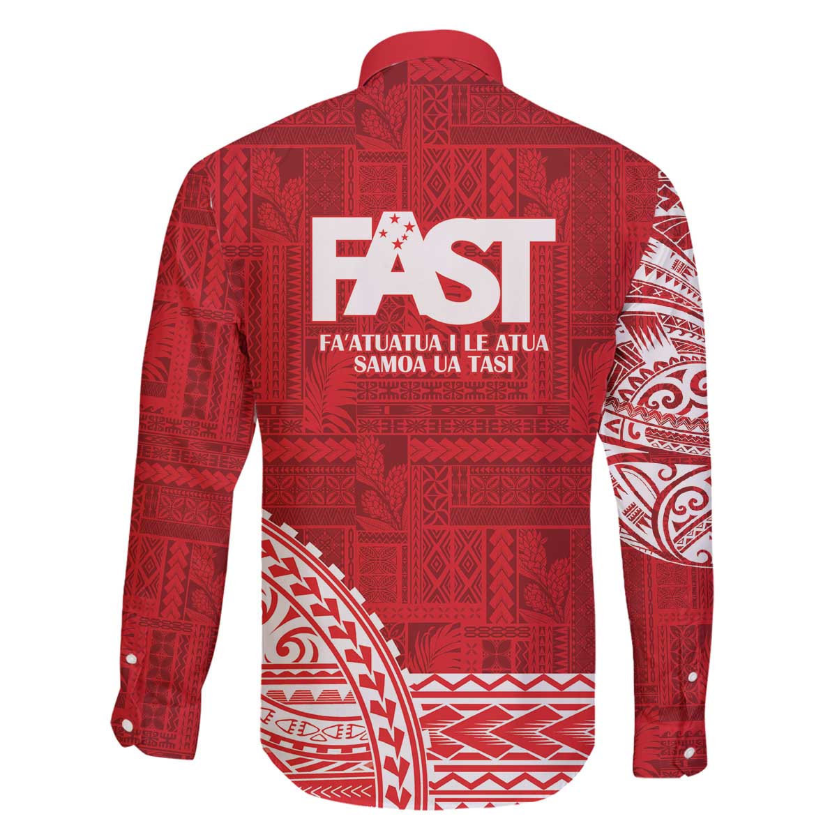 Samoa FAST Family Matching Off The Shoulder Long Sleeve Dress and Hawaiian Shirt Samoan Motif Patterns - Polynesian Pride