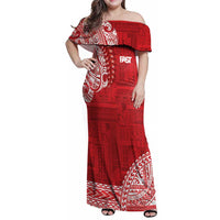 Samoa FAST Family Matching Off Shoulder Maxi Dress and Hawaiian Shirt Samoan Motif Patterns - Polynesian Pride