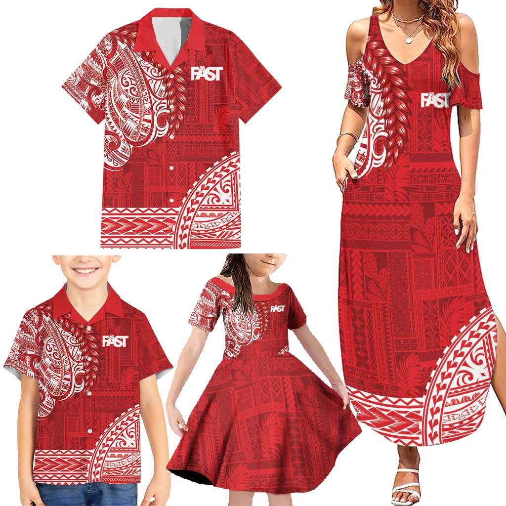 Samoa FAST Family Matching Summer Maxi Dress and Hawaiian Shirt Samoan Motif Patterns - Polynesian Pride