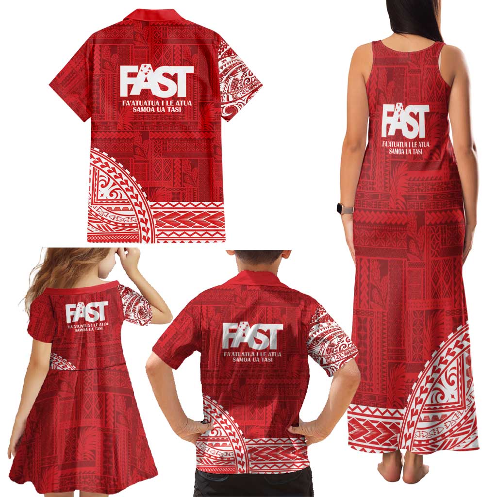Samoa FAST Family Matching Tank Maxi Dress and Hawaiian Shirt Samoan Motif Patterns - Polynesian Pride
