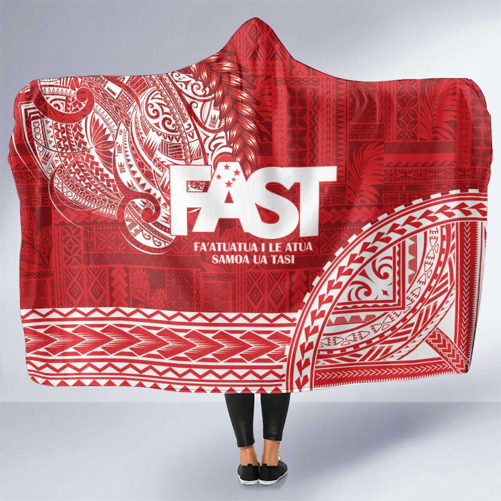 Samoa FAST Hooded Blanket Samoan Motif Patterns LT9 One Size Red - Polynesian Pride