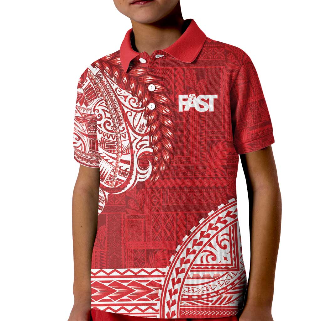 Samoa FAST Kid Polo Shirt Samoan Motif Patterns LT9 Kid Red - Polynesian Pride
