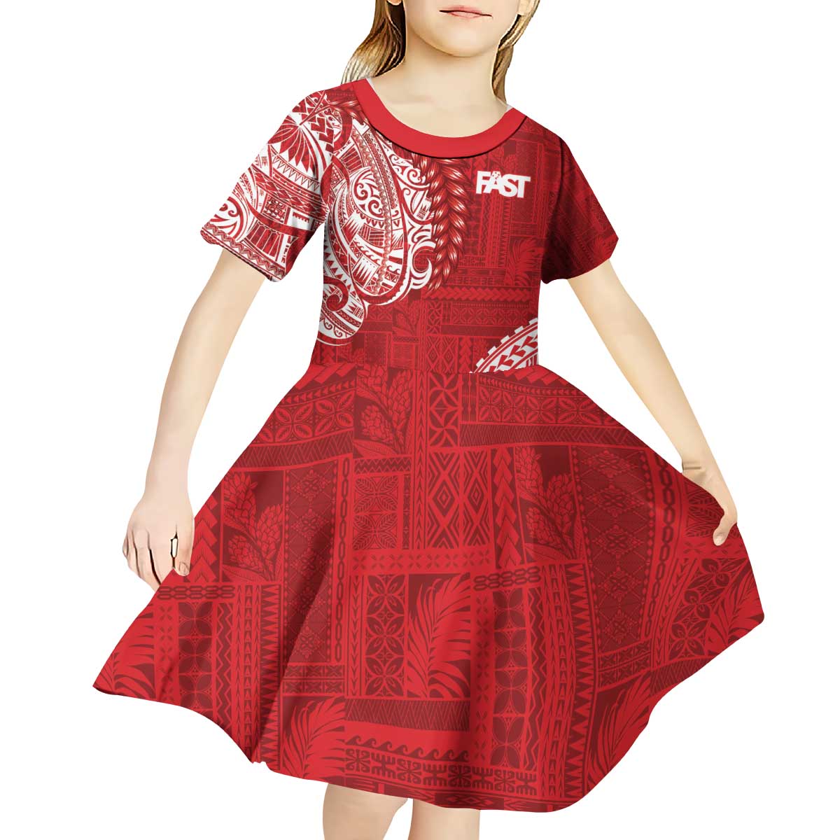 Samoa FAST Kid Short Sleeve Dress Samoan Motif Patterns - Polynesian Pride
