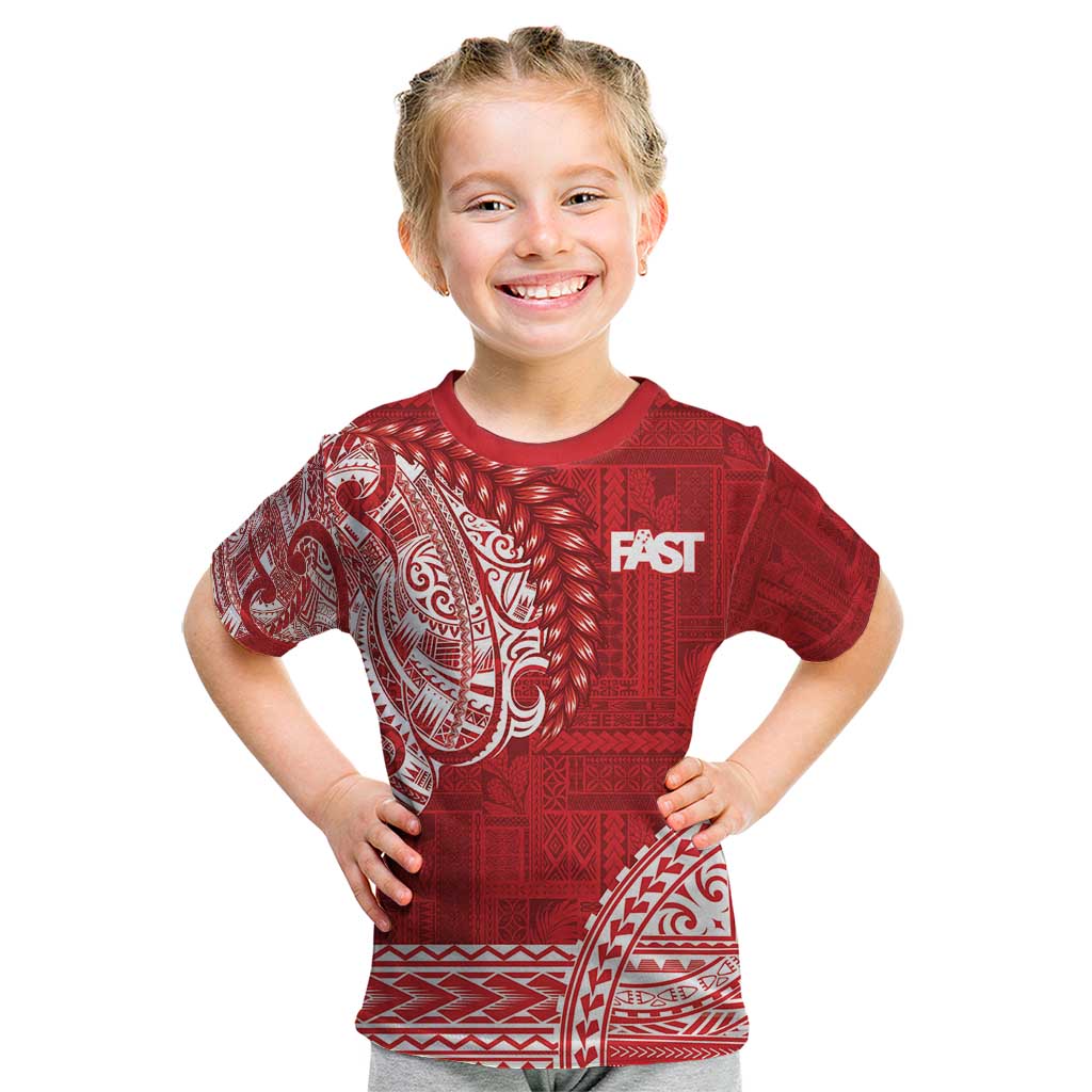 Samoa FAST Kid T Shirt Samoan Motif Patterns LT9 Red - Polynesian Pride