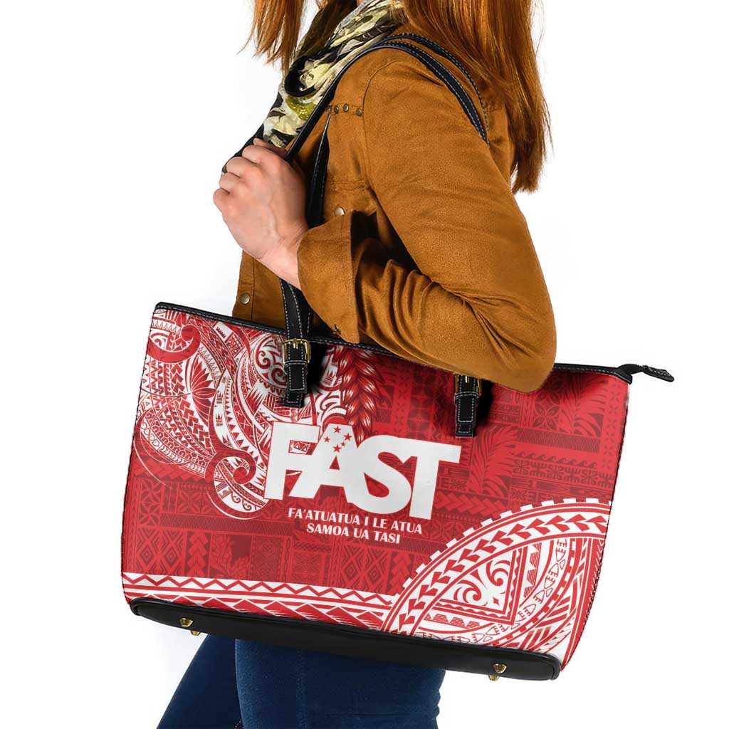 Samoa FAST Leather Tote Bag Samoan Motif Patterns LT9 Red - Polynesian Pride