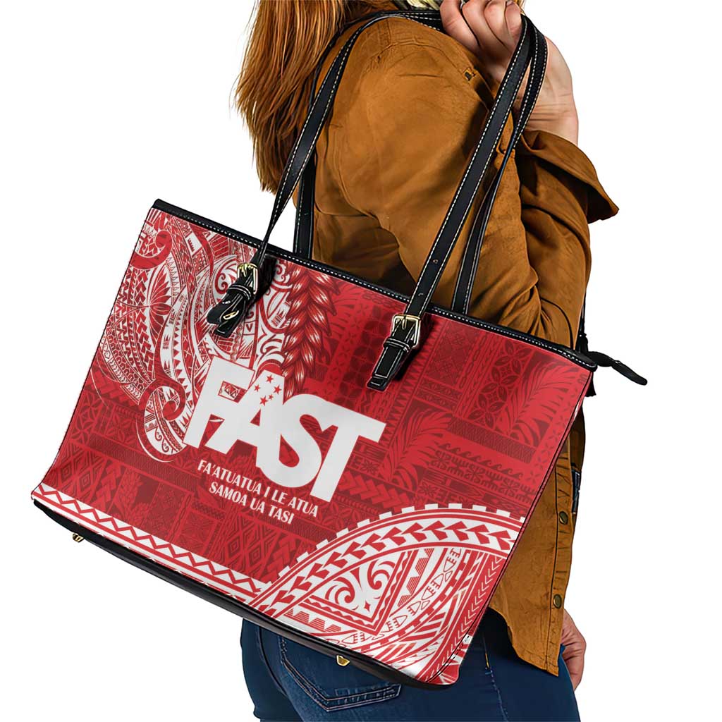 Samoa FAST Leather Tote Bag Samoan Motif Patterns - Polynesian Pride