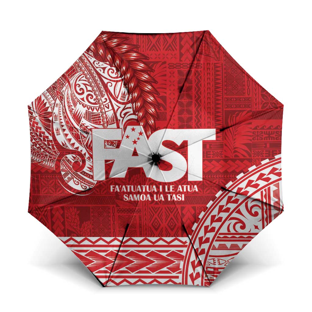 Samoa FAST Umbrella Samoan Motif Patterns LT9 One Size Folded 11.42 inch Opened Diameter 37.4 inch Red - Polynesian Pride