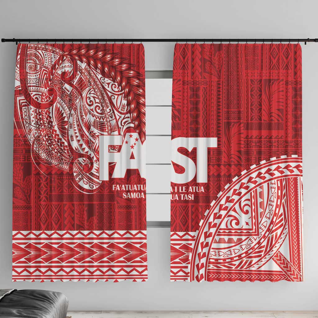 Samoa FAST Window Curtain Samoan Motif Patterns LT9 With Hooks Red - Polynesian Pride