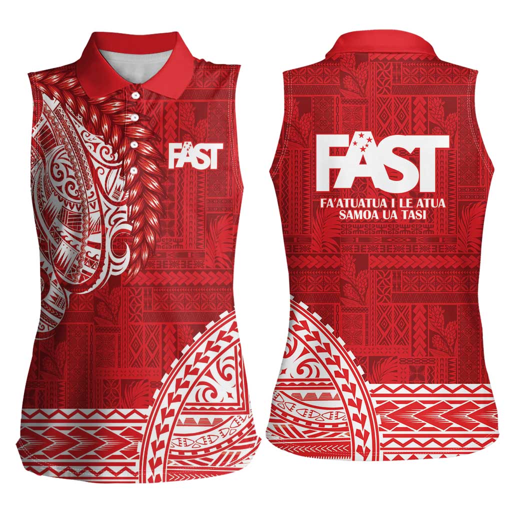 Samoa FAST Women Sleeveless Polo Shirt Samoan Motif Patterns - Polynesian Pride
