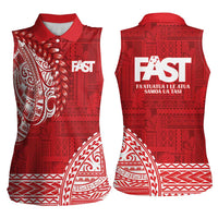Samoa FAST Women Sleeveless Polo Shirt Samoan Motif Patterns - Polynesian Pride