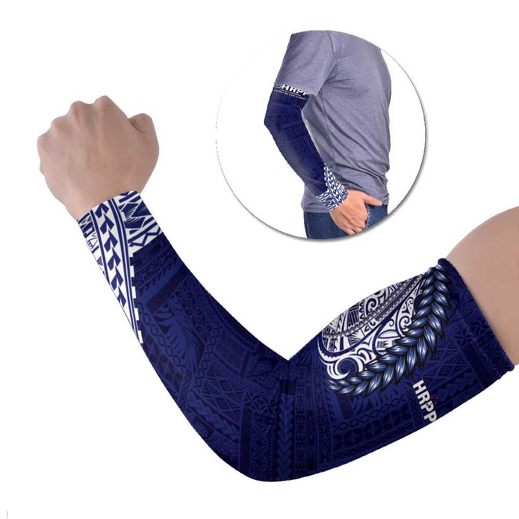 Samoa HRPP Arm Sleeves Samoan Motif Patterns LT9 Set of 2 Blue - Polynesian Pride