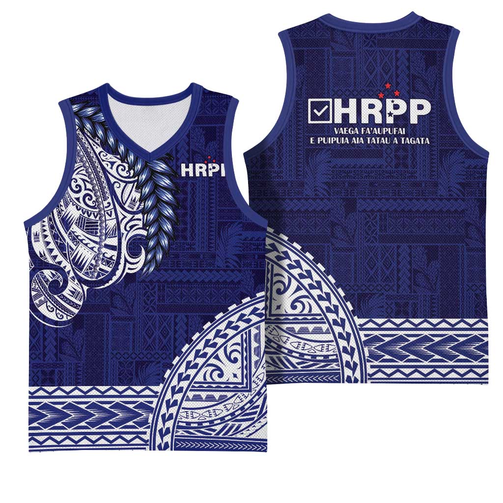 Samoa HRPP Basketball Jersey Samoan Motif Patterns - Polynesian Pride