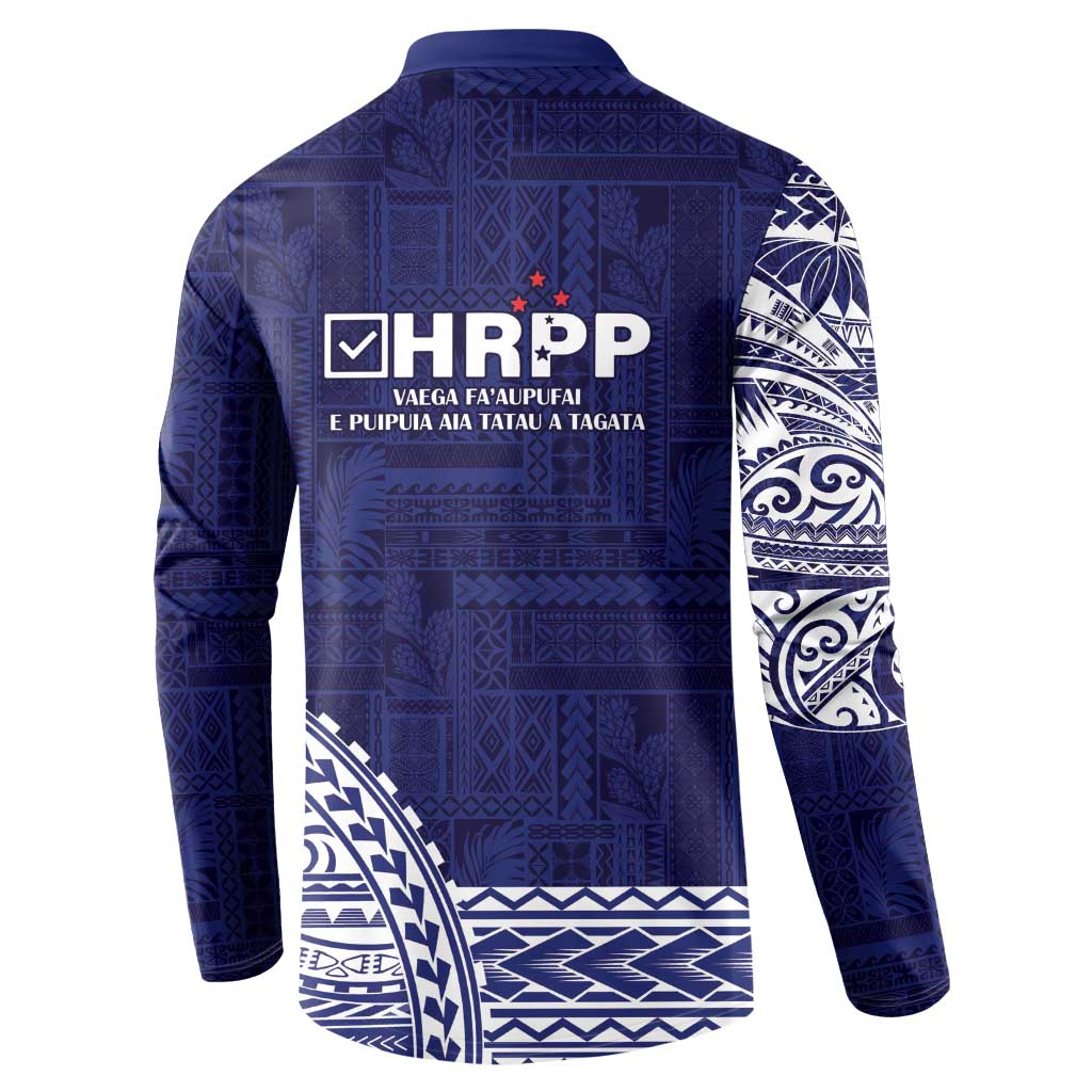 Samoa HRPP Button Sweatshirt Samoan Motif Patterns - Polynesian Pride