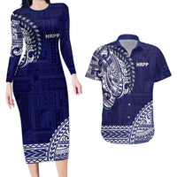 Samoa HRPP Couples Matching Long Sleeve Bodycon Dress and Hawaiian Shirt Samoan Motif Patterns - Polynesian Pride