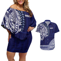 Samoa HRPP Couples Matching Off Shoulder Short Dress and Hawaiian Shirt Samoan Motif Patterns - Polynesian Pride
