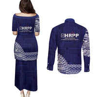 Samoa HRPP Couples Matching Puletasi and Long Sleeve Button Shirt Samoan Motif Patterns - Polynesian Pride