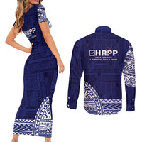 Samoa HRPP Couples Matching Short Sleeve Bodycon Dress and Long Sleeve Button Shirt Samoan Motif Patterns - Polynesian Pride