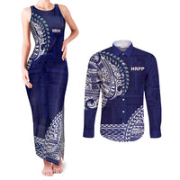 Samoa HRPP Couples Matching Tank Maxi Dress and Long Sleeve Button Shirt Samoan Motif Patterns - Polynesian Pride