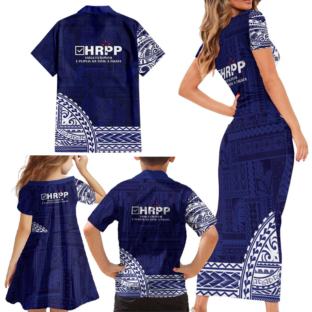 Samoa HRPP Family Matching Short Sleeve Bodycon Dress and Hawaiian Shirt Samoan Motif Patterns - Polynesian Pride