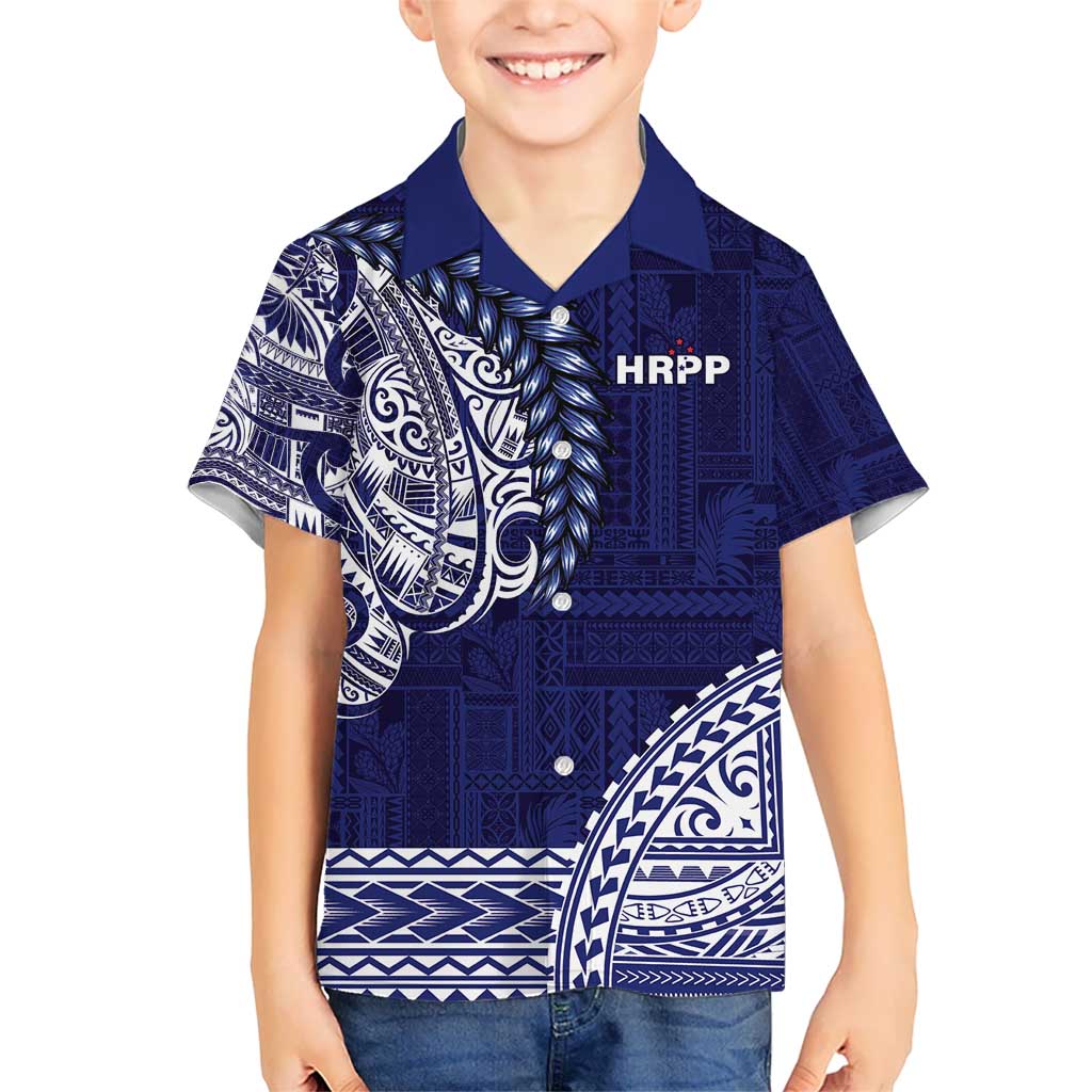 Samoa HRPP Kid Hawaiian Shirt Samoan Motif Patterns LT9 Kid Blue - Polynesian Pride