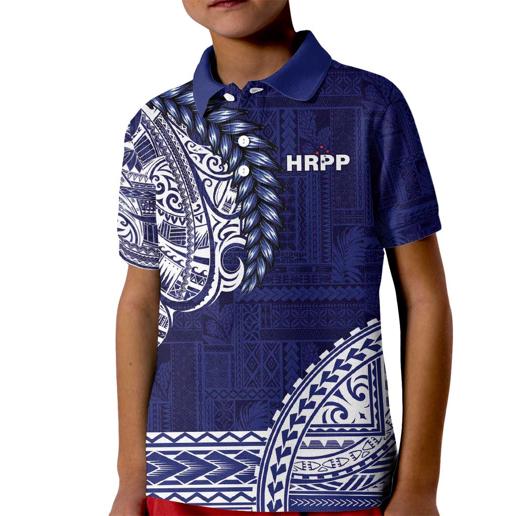 Samoa HRPP Kid Polo Shirt Samoan Motif Patterns LT9 Kid Blue - Polynesian Pride