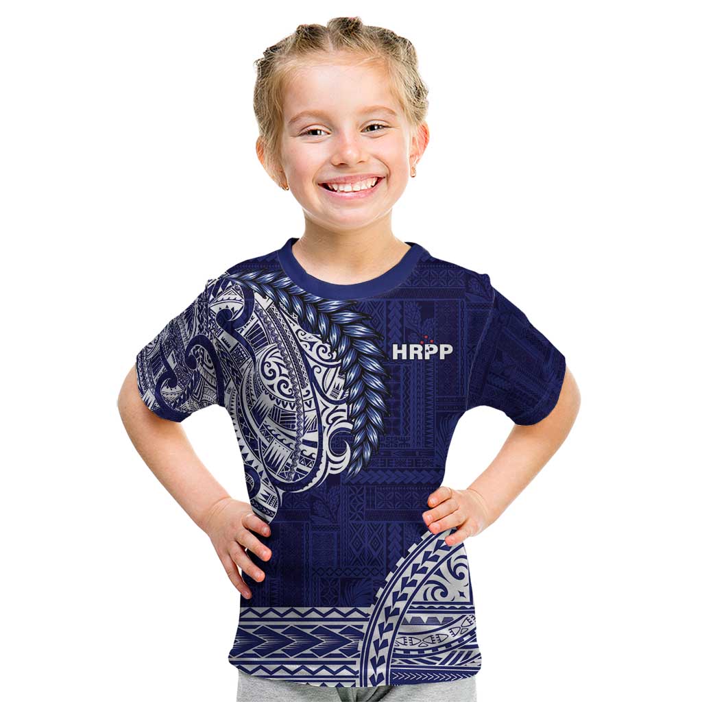 Samoa HRPP Kid T Shirt Samoan Motif Patterns LT9 Blue - Polynesian Pride
