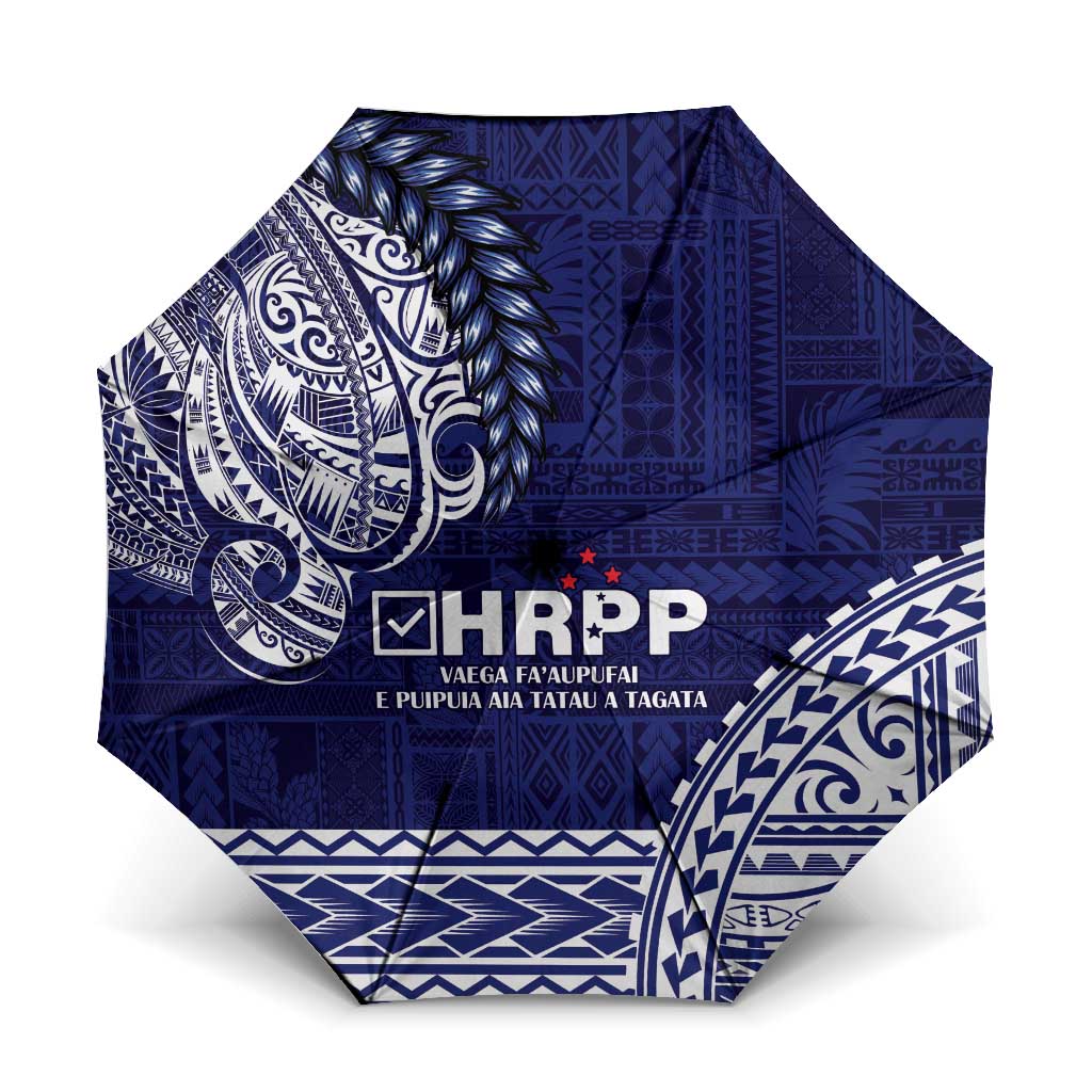 Samoa HRPP Umbrella Samoan Motif Patterns LT9 One Size Folded 11.42 inch Opened Diameter 37.4 inch Blue - Polynesian Pride