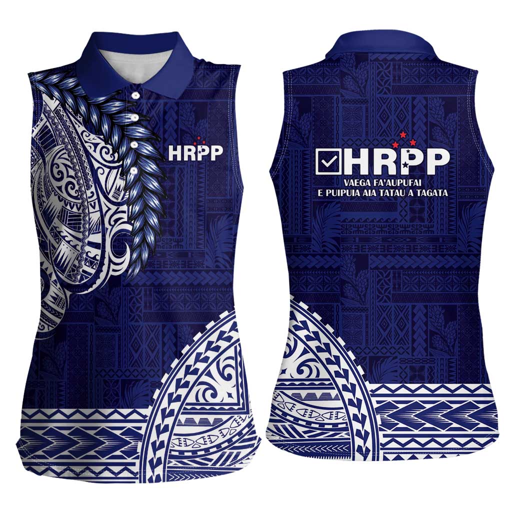 Samoa HRPP Women Sleeveless Polo Shirt Samoan Motif Patterns - Polynesian Pride