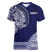 Samoa HRPP Women V-Neck T-Shirt Samoan Motif Patterns - Polynesian Pride