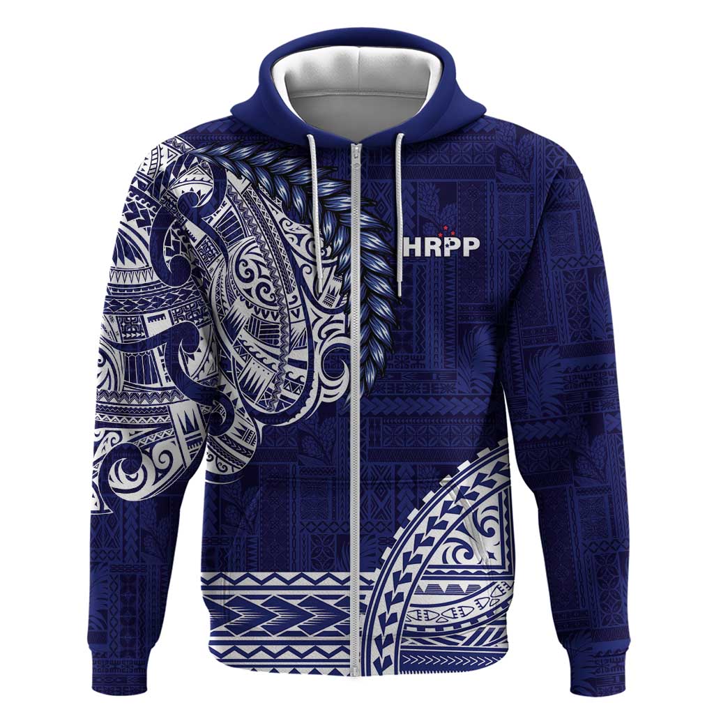 Samoa HRPP Zip Hoodie Samoan Motif Patterns LT9 Zip Hoodie Blue - Polynesian Pride