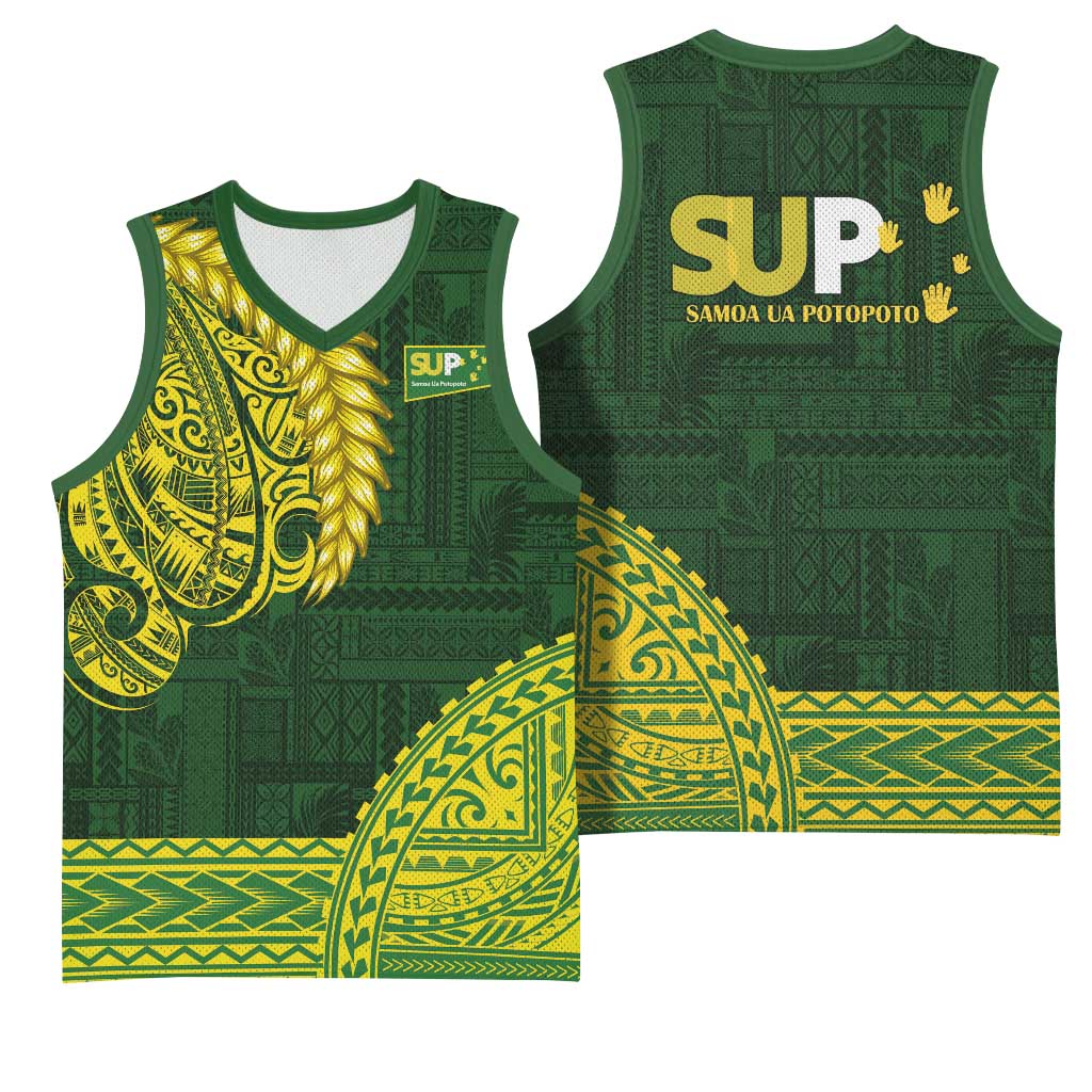 Samoa SUP Basketball Jersey Samoan Motif Patterns - Polynesian Pride
