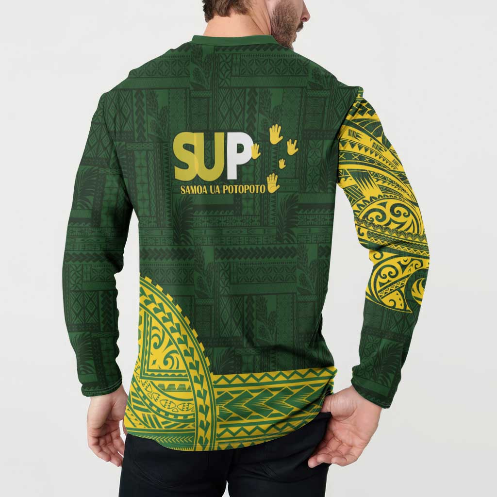 Samoa SUP Button Sweatshirt Samoan Motif Patterns - Polynesian Pride