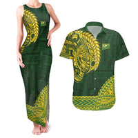 Samoa SUP Couples Matching Tank Maxi Dress and Hawaiian Shirt Samoan Motif Patterns - Polynesian Pride