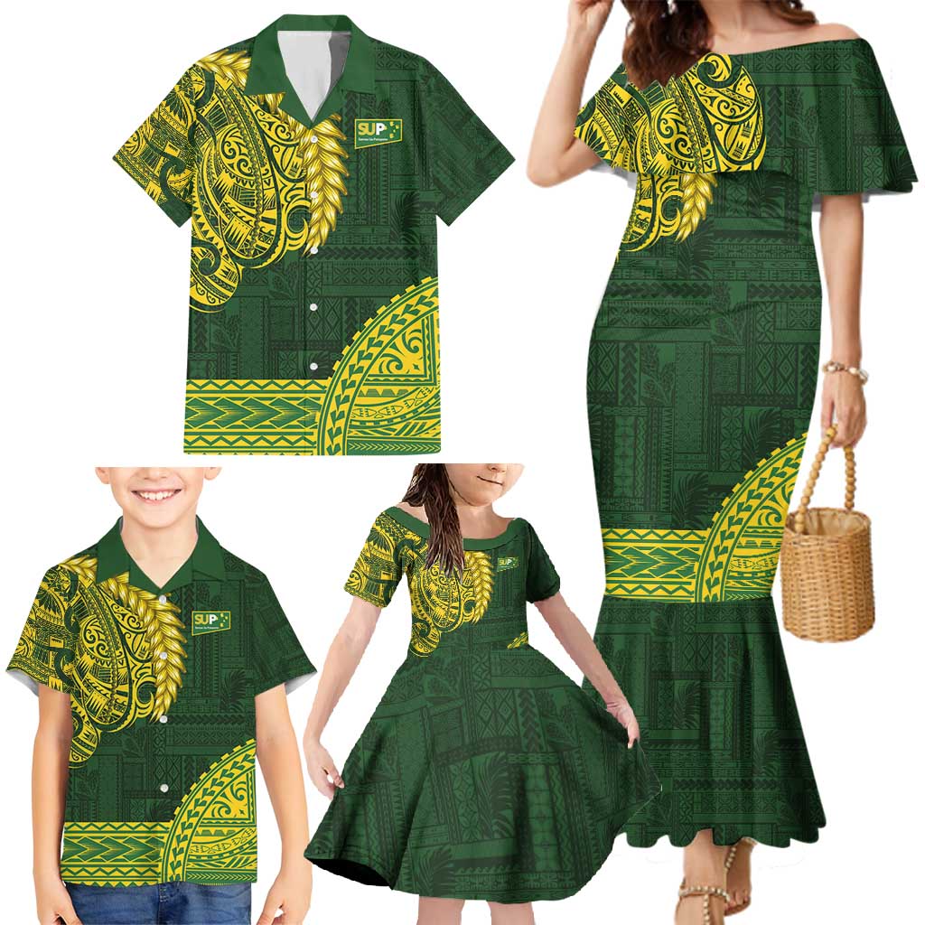 Samoa SUP Family Matching Mermaid Dress and Hawaiian Shirt Samoan Motif Patterns - Polynesian Pride