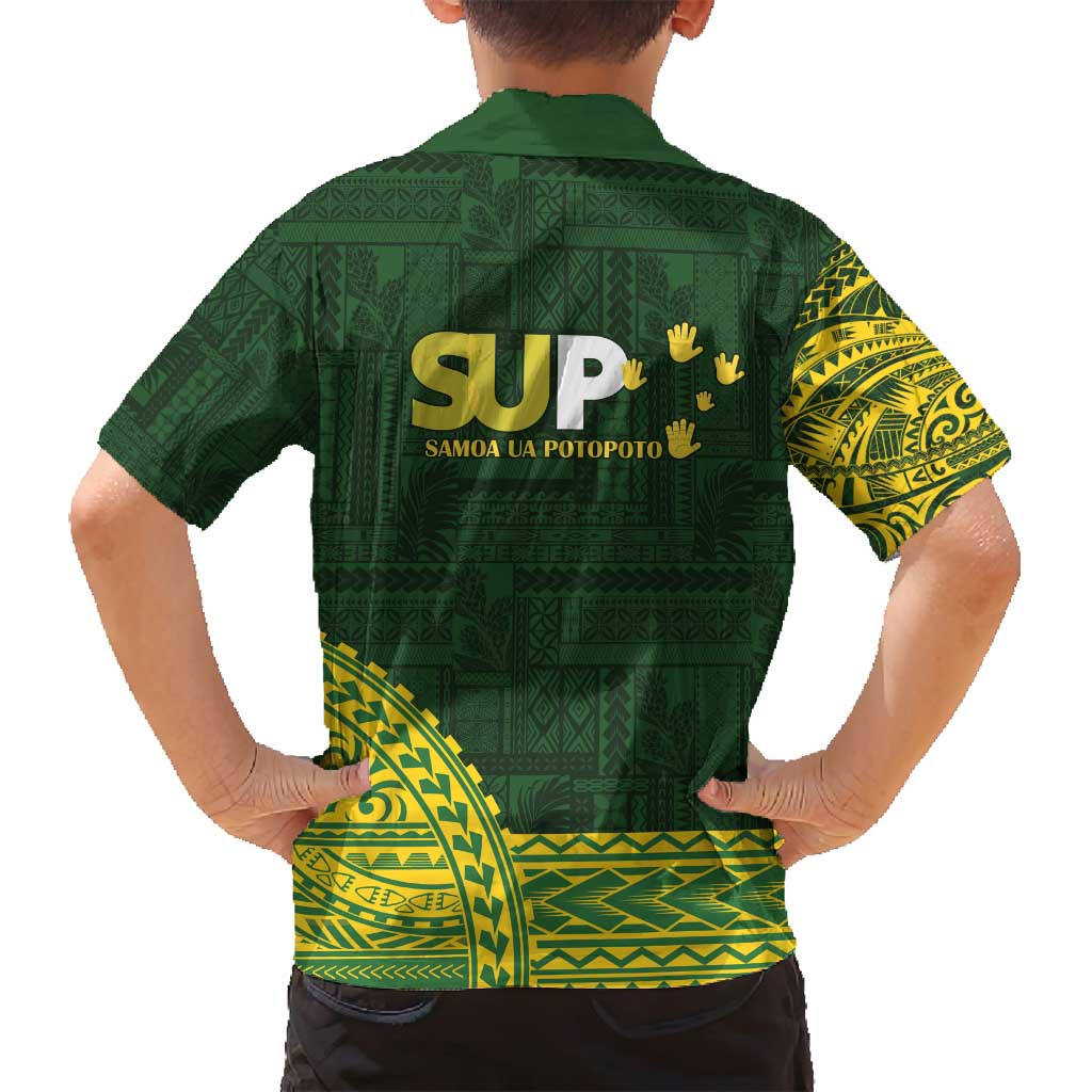 Samoa SUP Family Matching Off Shoulder Short Dress and Hawaiian Shirt Samoan Motif Patterns - Polynesian Pride