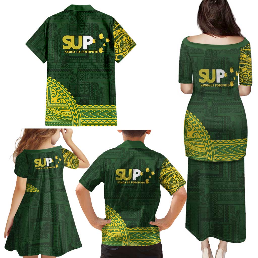 Samoa SUP Family Matching Puletasi and Hawaiian Shirt Samoan Motif Patterns - Polynesian Pride