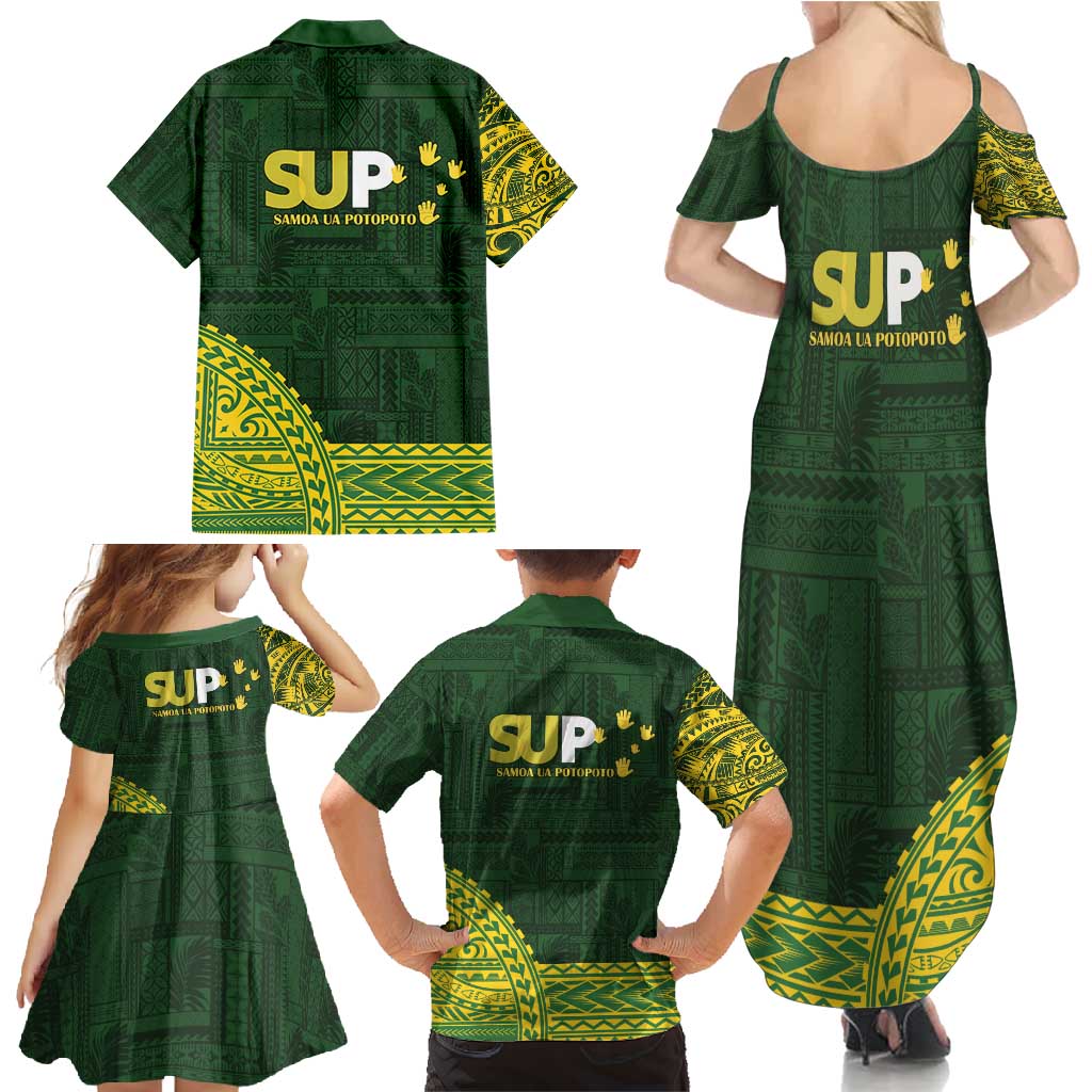 Samoa SUP Family Matching Summer Maxi Dress and Hawaiian Shirt Samoan Motif Patterns - Polynesian Pride