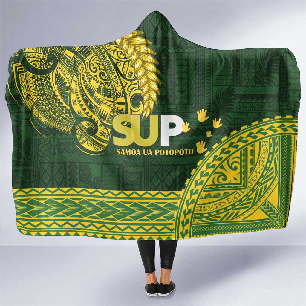 Samoa SUP Hooded Blanket Samoan Motif Patterns LT9 One Size Green - Polynesian Pride