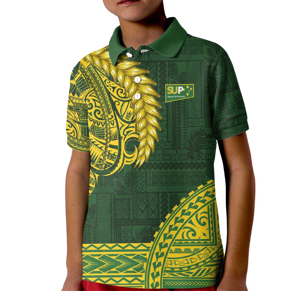 Samoa SUP Kid Polo Shirt Samoan Motif Patterns LT9 Kid Green - Polynesian Pride