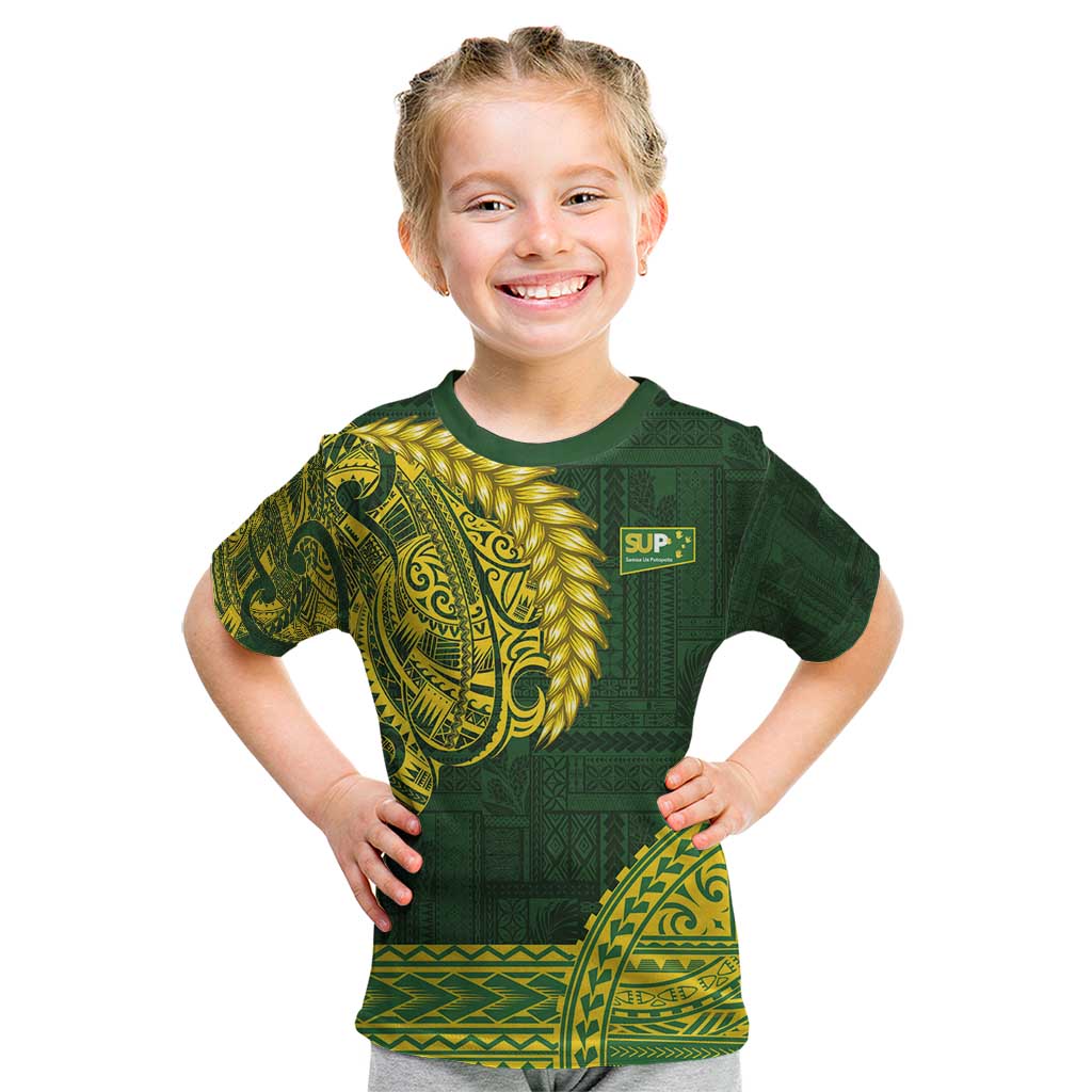 Samoa SUP Kid T Shirt Samoan Motif Patterns LT9 Green - Polynesian Pride
