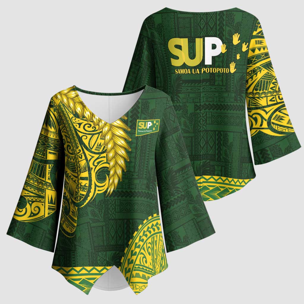 Samoa SUP Kimono Sleeve Blouse Samoan Motif Patterns - Polynesian Pride