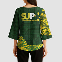 Samoa SUP Kimono Sleeve Blouse Samoan Motif Patterns - Polynesian Pride