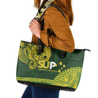 Samoa SUP Leather Tote Bag Samoan Motif Patterns - Polynesian Pride