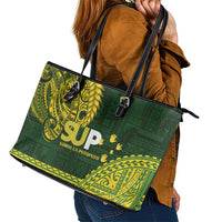 Samoa SUP Leather Tote Bag Samoan Motif Patterns - Polynesian Pride