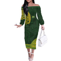 Samoa SUP Off The Shoulder Long Sleeve Dress Samoan Motif Patterns - Polynesian Pride