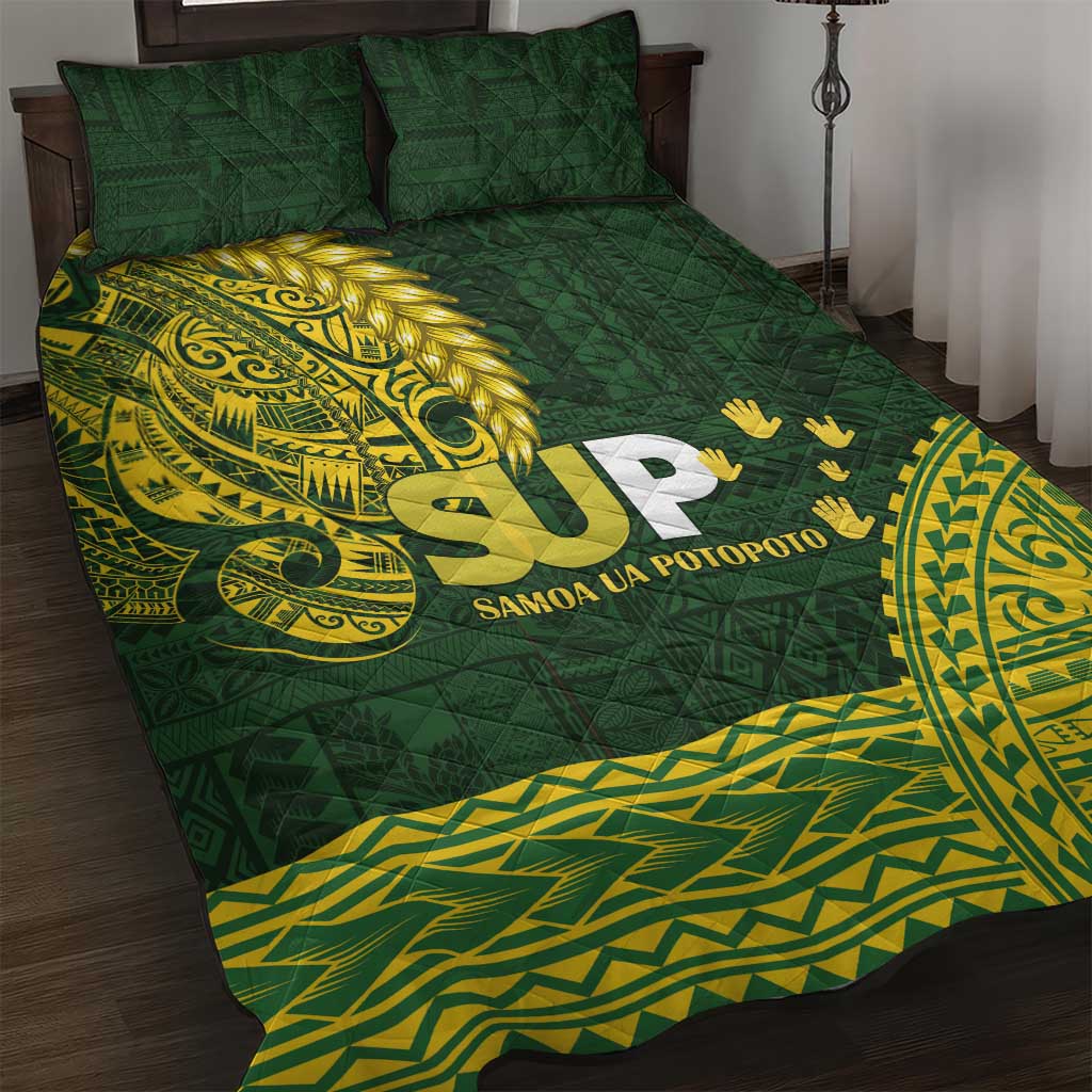 Samoa SUP Quilt Bed Set Samoan Motif Patterns LT9 Green - Polynesian Pride